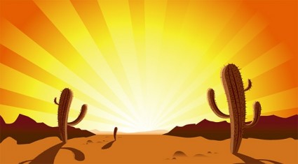 Sunset Desert Cactus Clip Art Free Vector 269 08kb