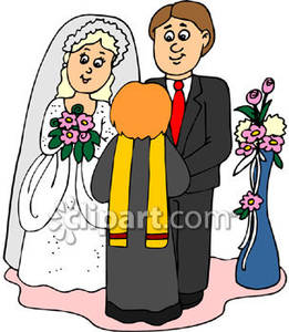 Bride And Groom Getting Married   Royalty Free Clipart Picture