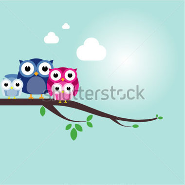 Cute Owl Family Clipart Owl Family On The Branch Christmas Banner