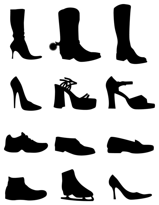 Free Vector Set  12 Shoes Silhouettes