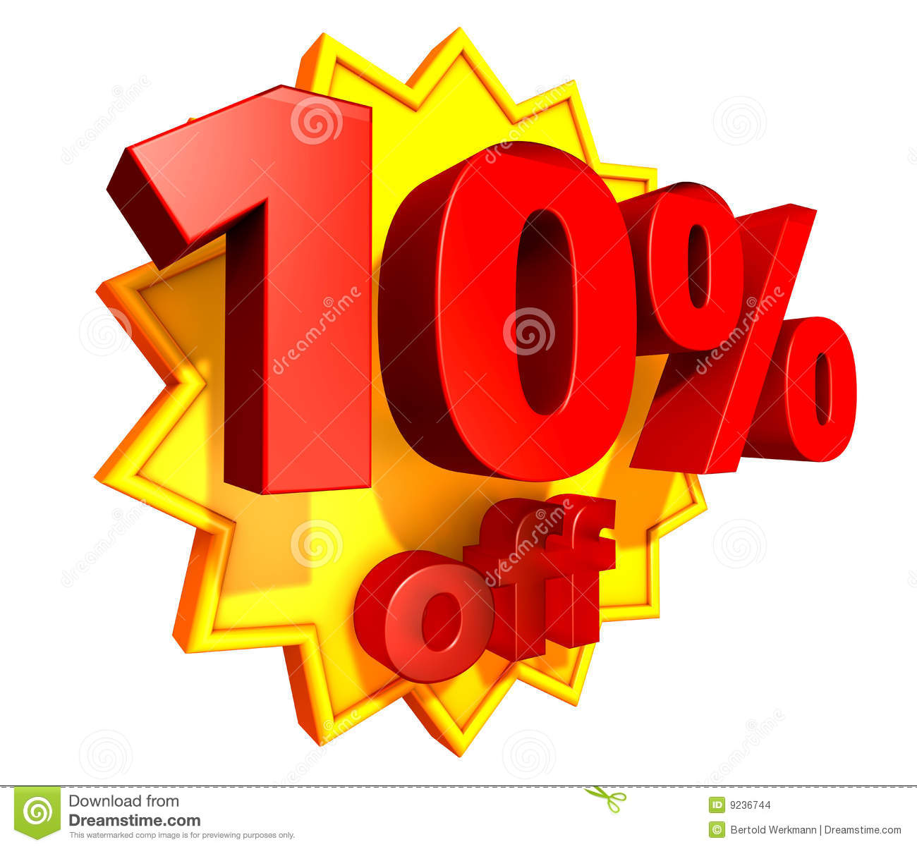 Sign For 10 Per Cent Off In Red Ciphers At A Yellow Star On A White