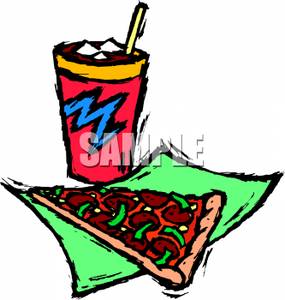 Slice Of Pizza With A Soda   Royalty Free Clipart Picture