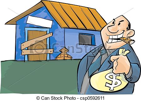 Clipart Of Corruption   A Corrupt Politic And A Poor House Csp0592611