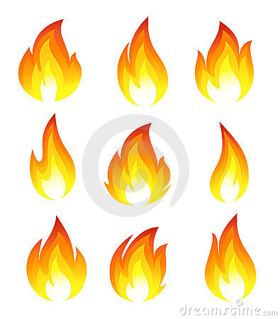 Collection Of Fire Icons Royalty Free Stock Photo