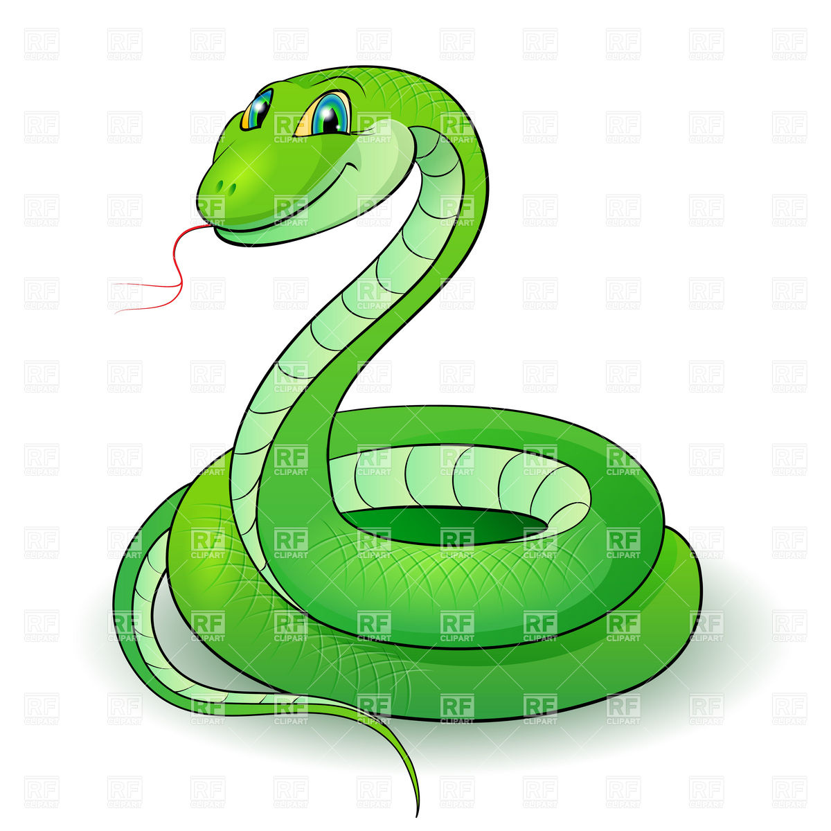 Cute Cartoon Green Snake Download Royalty Free Vector Clipart  Eps