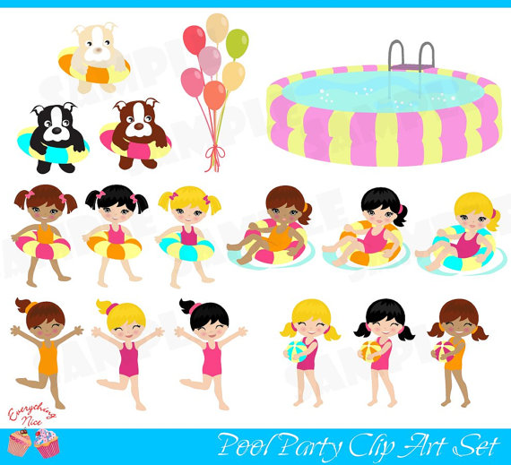 Pool Party Clip Art Set Perfect For All Kinds Of Creative Projects