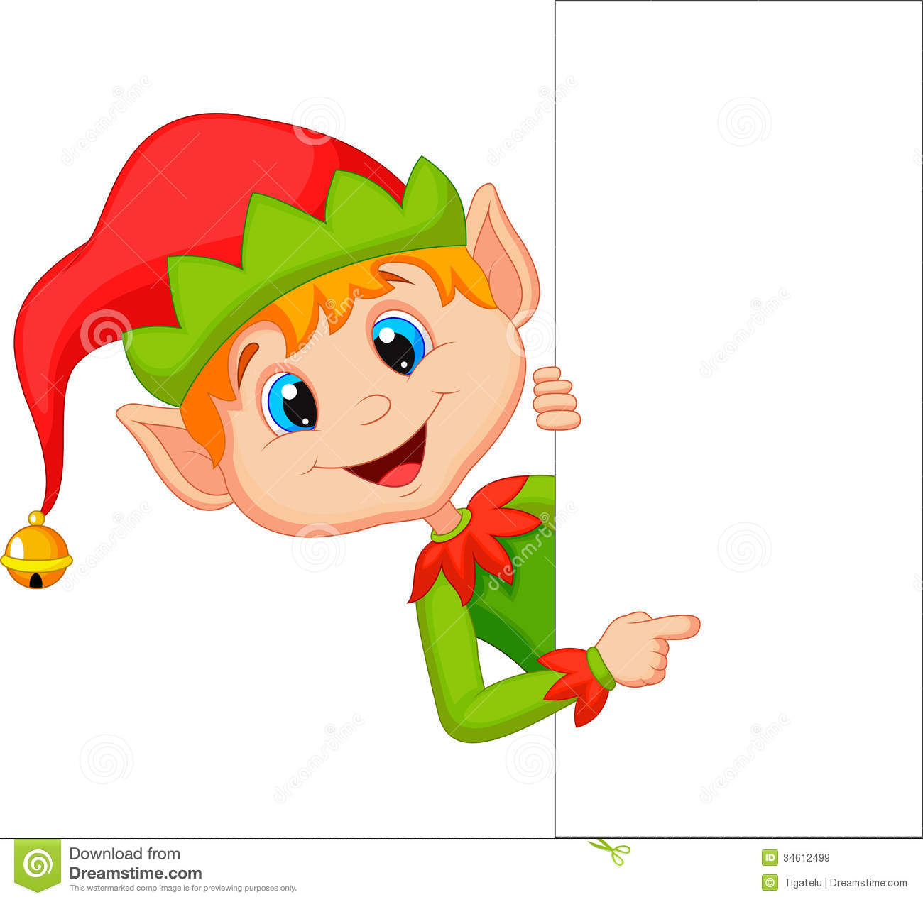 Royalty Free Stock Images  Cute Christmas Elf Cartoon Pointing