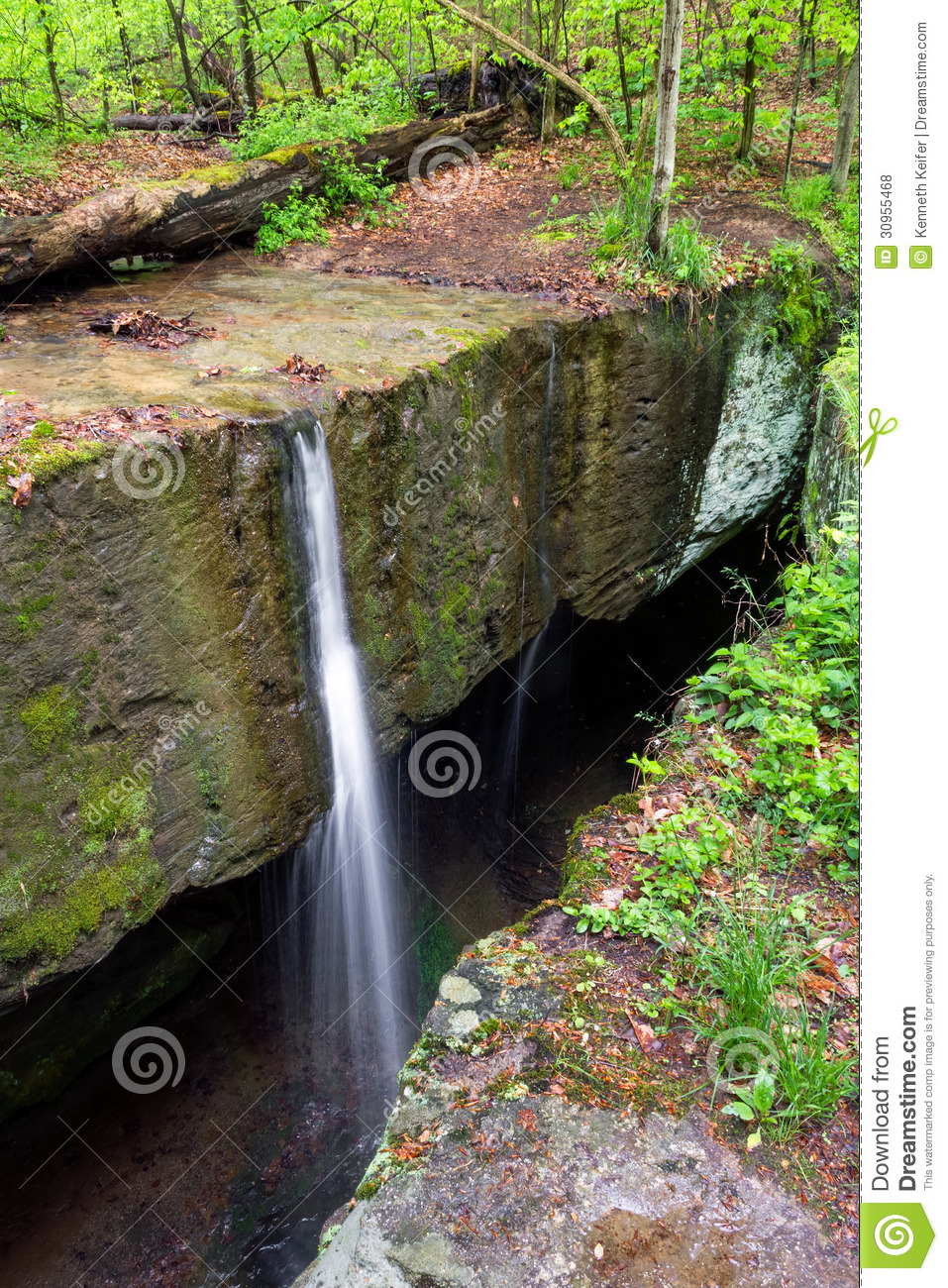Water Pours Over A Rock Ledge At Rockbridge Nature Preserve In Ohio S