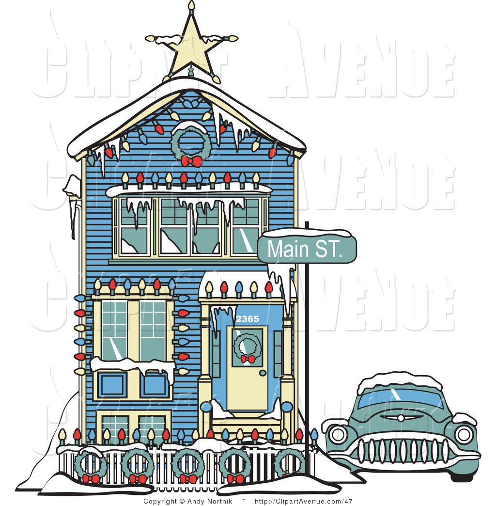 Avenue Clipart Of A Victorian Christmas House And Car By Andy Nortnik