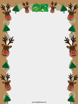 Reindeer And Trees Christmas Border Page Border