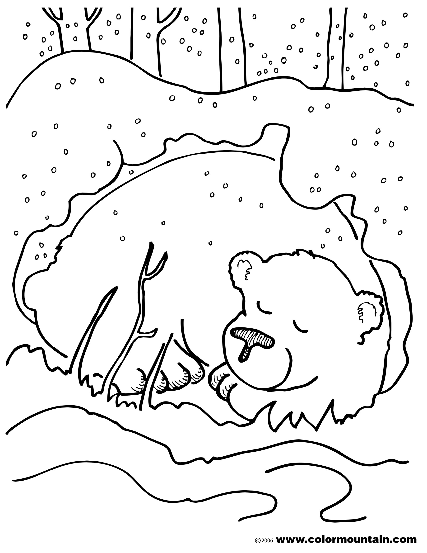 Bears In Caves Colouring Pages