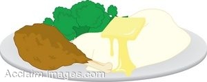 Clipart Illustration Of Fried Chicken And Mashed Potatoes