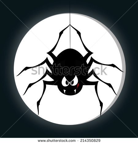Funny Freaky Spider A Black Cartoon Style Is Snarling And