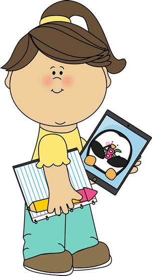 Girl With School Supplies And A Tablet From Mycutegraphics   School