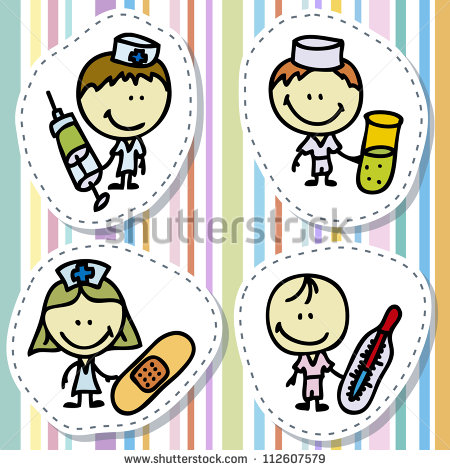 Happy Doctor Children With Medical Tools Plays Hospital   Stock Photo