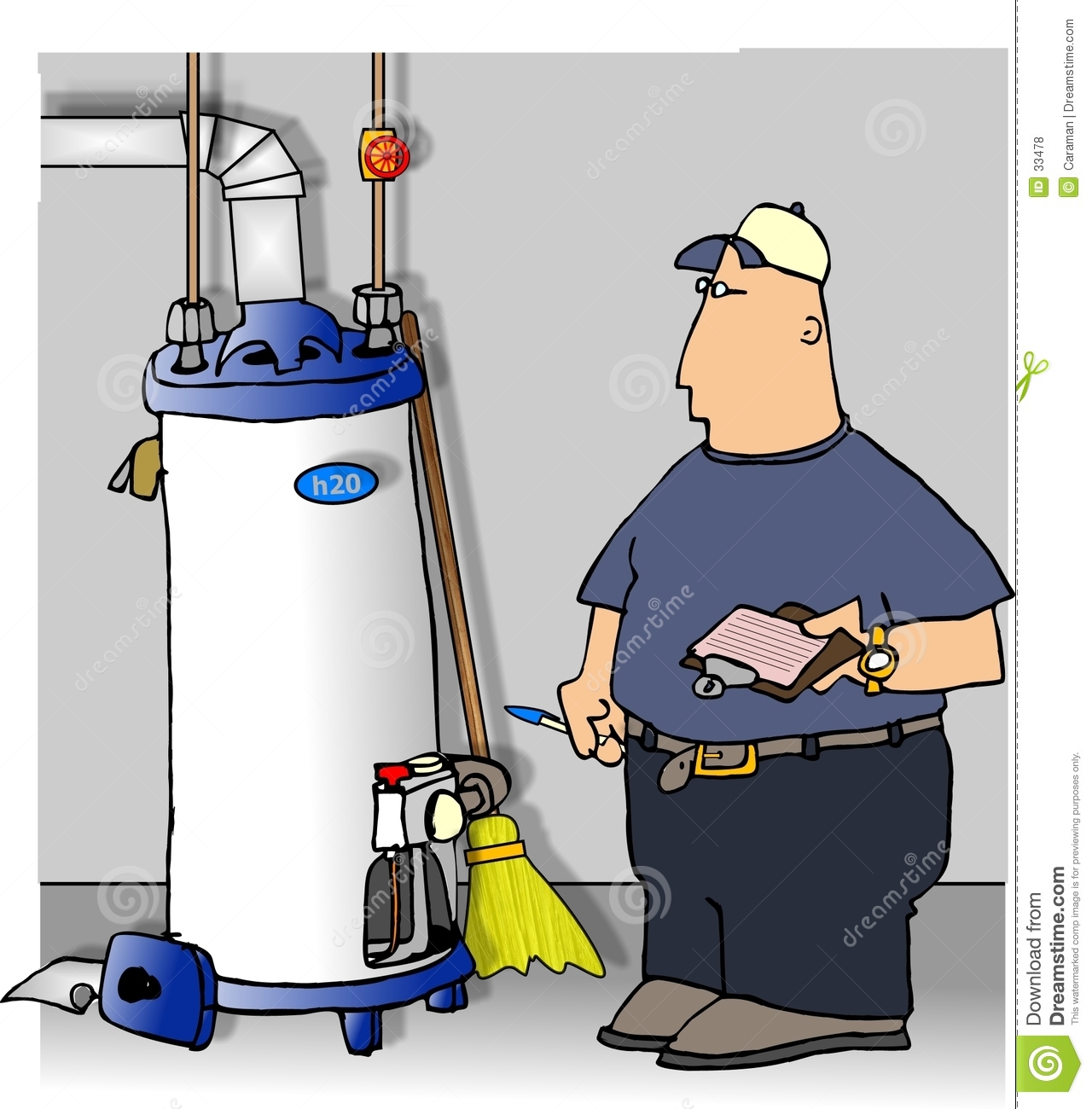 Illustration That I Created Depicts A Man Checking A Gas Water Heater