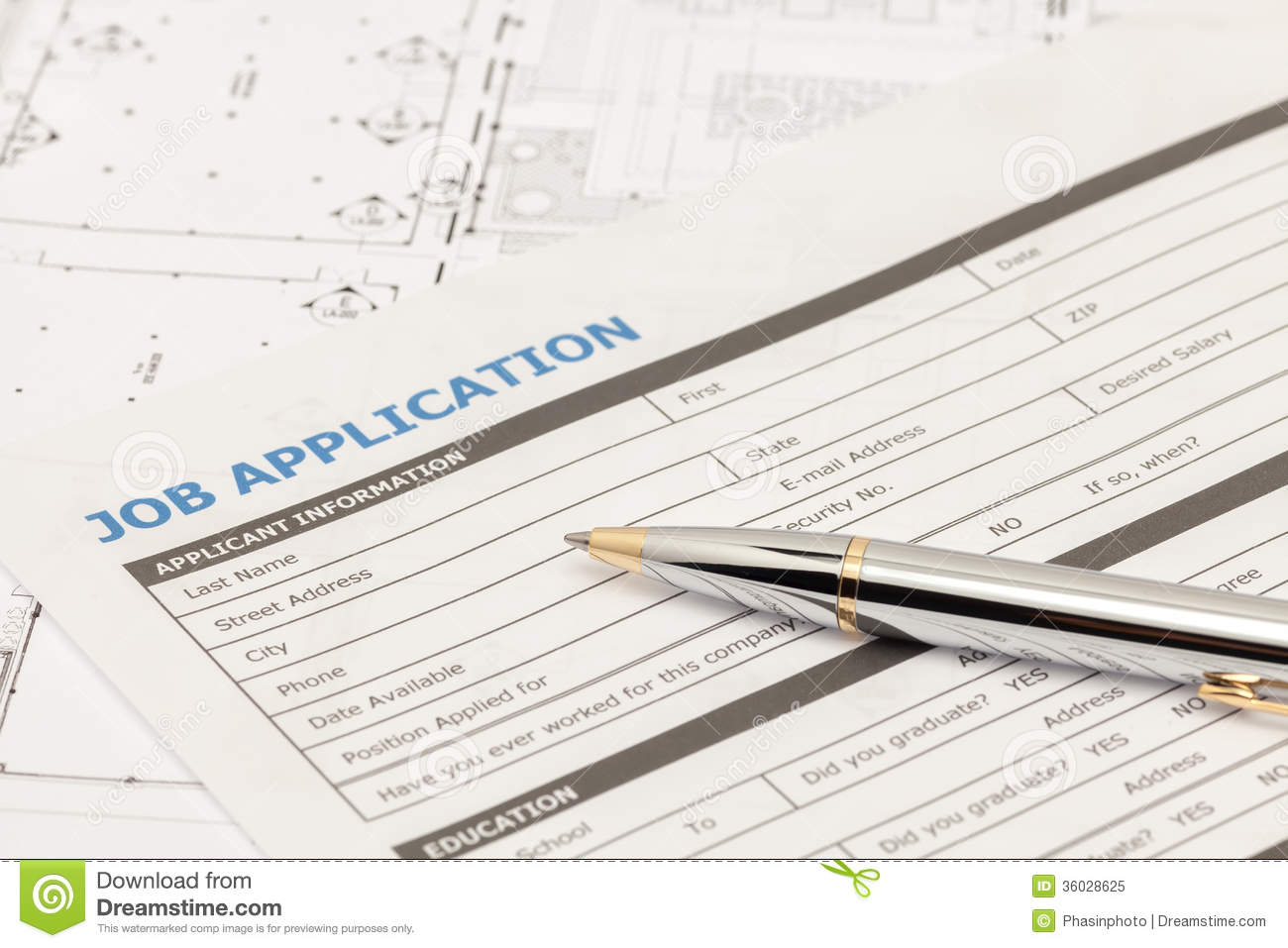 Job Application Form Royalty Free Stock Photo   Image  36028625