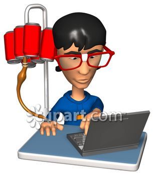     Kid Typing On A Laptop With A Soda Pop Iv Royalty Free Clipart Image