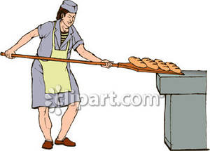 Bread Out Of The Oven In A Bakery   Royalty Free Clipart Picture