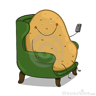 Couch Potato Illustration  Smiling Potato Sitting On A Couch With A