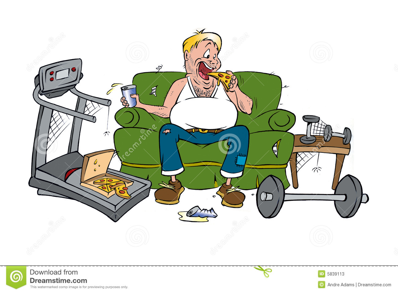 Illustration Of A Couch Potato Eating Pizza Mr No Pr No 4 3171 21