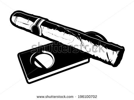 Black And White Vector Illustration Of A Cigar Laying On Top Of A