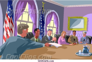 Cabinet Members Around A Table Vector Clip Art