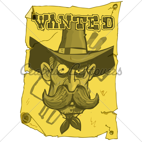 Cartoon Cowboy Wanted Poster   Gl Stock Images
