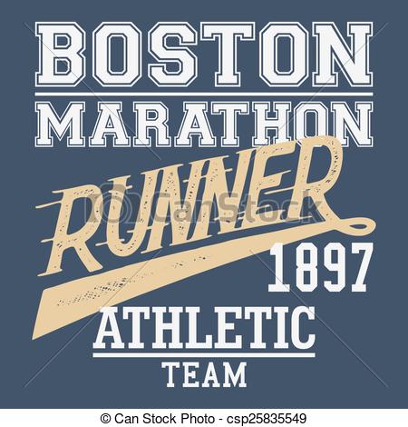 Eps Vector Of Boston Marathon Runner T Shirt   Boston Marathon Runner