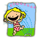 In Water Sprinkler Clip Art Image Kids Wearing Swimsuits And Playing