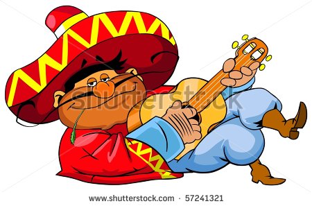 Mexican Man In Sombrero Playing Guitar  Stock Photo 57241321
