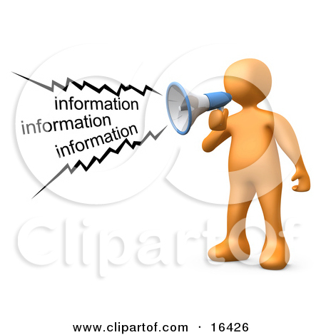 Orange Person Shouting Information Through A Megaphone Clipart
