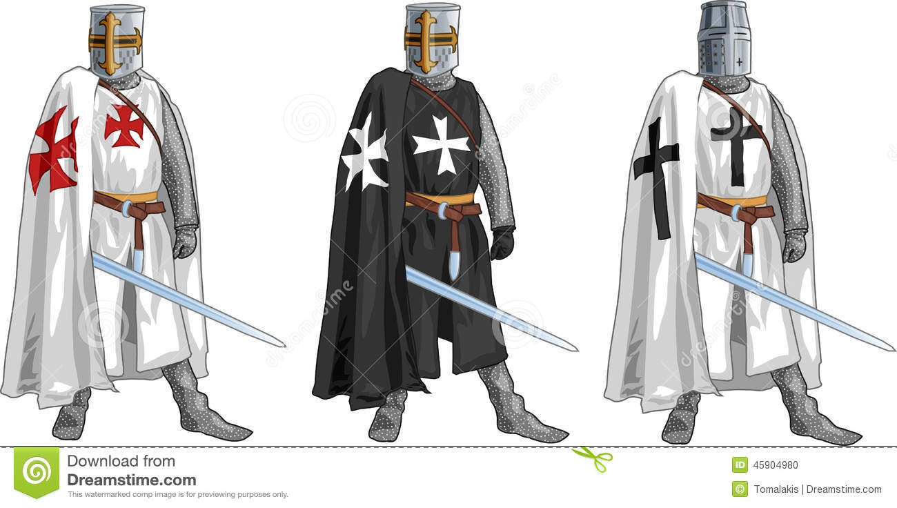 Templar Hospitaller And German Order Crusader Knights In Holy Land On