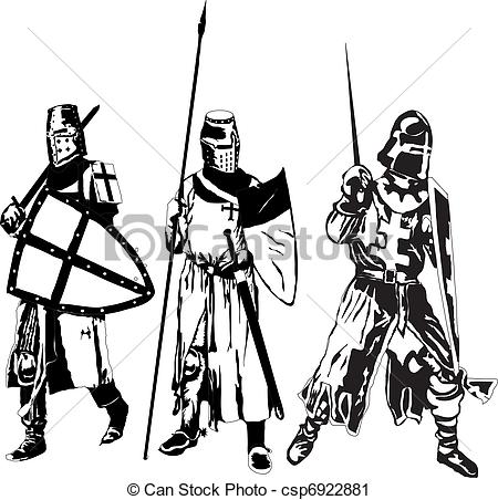 Vector Clip Art Of Knights   Three Knights Csp6922881   Search Clipart