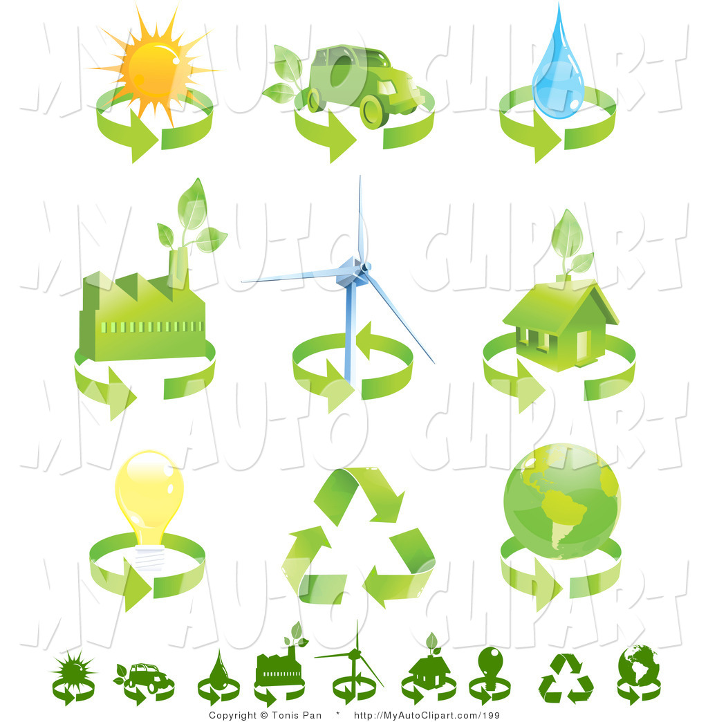 Clip Art Of A Set Of Green Energy Icons Of Renewable Energy Icons By