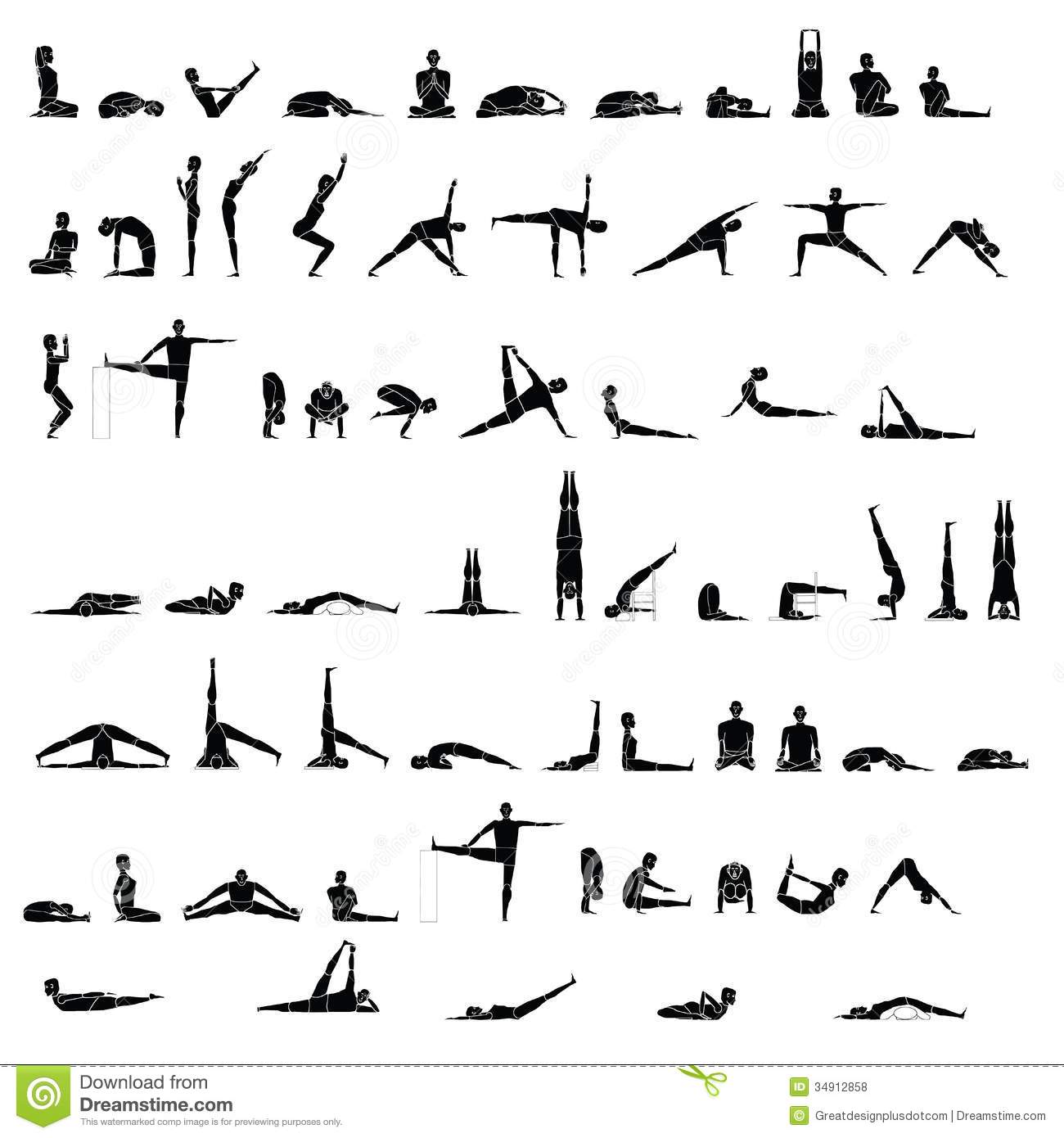 Of People In Yoga Poses And Or Stretching  Vector Eps 8  Clip Art