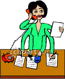 Taking Notes And Answering The Phone   Royalty Free Clipart Picture