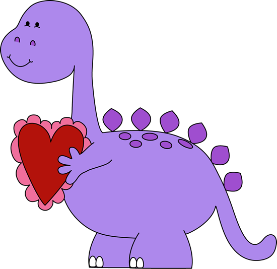Valentine S Day Dinosaur  Cute Purple Dinosaur Holding A Red Valentine