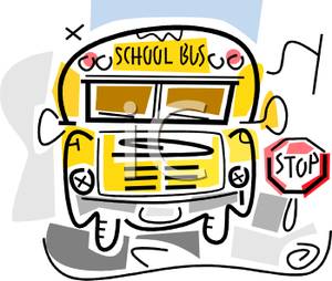Royalty Free Clipart Image  A School Bus At A Stop Sign