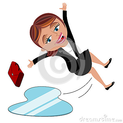 Businesswoman Slipping On Ice