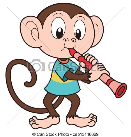 Clarinet Player Clipart Cartoon Monkey Playing A