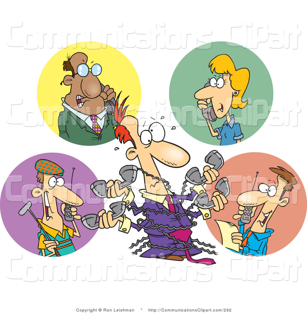 Communication Clipart Of People Chatting On Phones While Multitasking