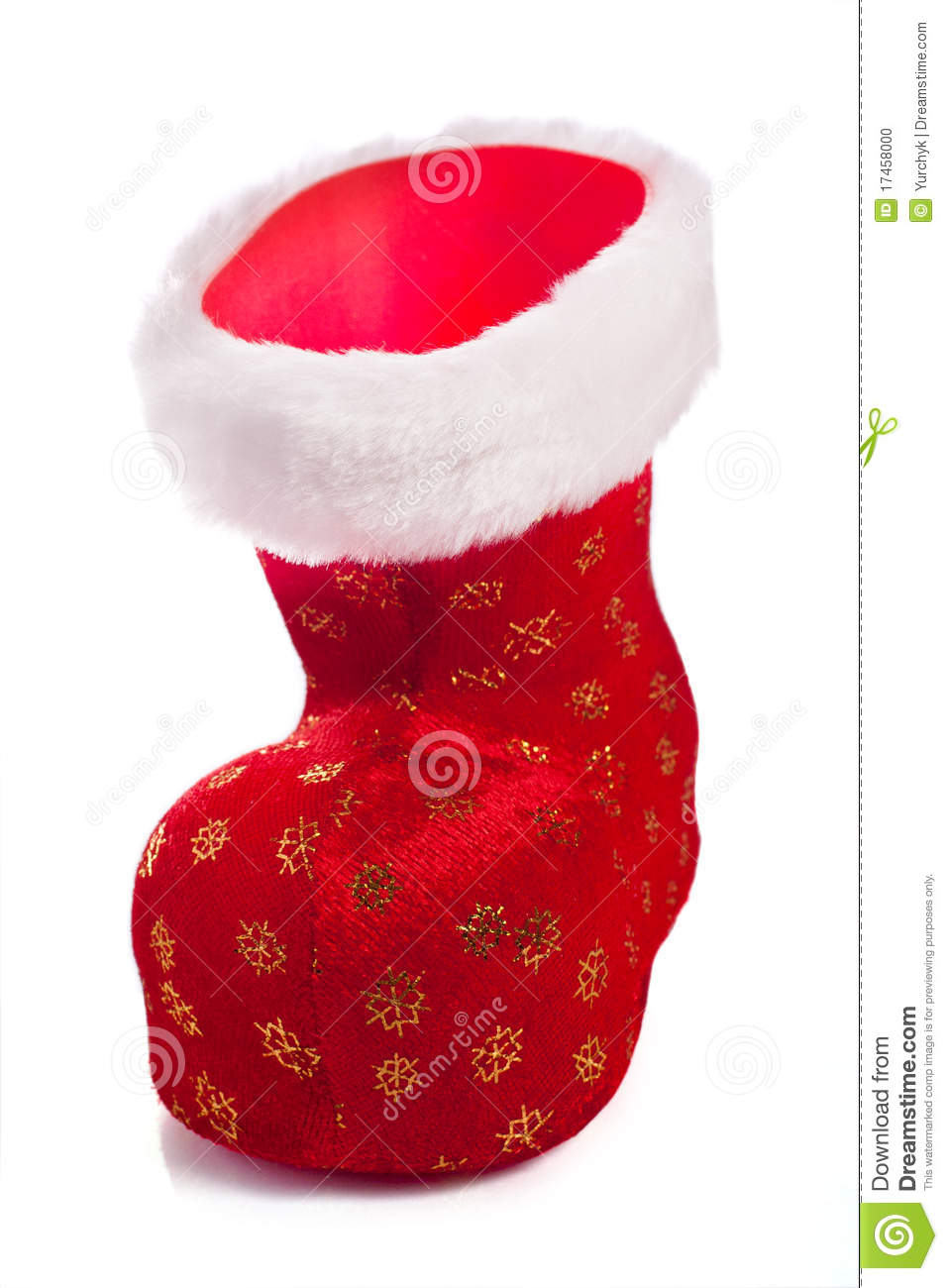Empty Red Santa Shoe Isolated Over White Stock Photo   Image  17458000