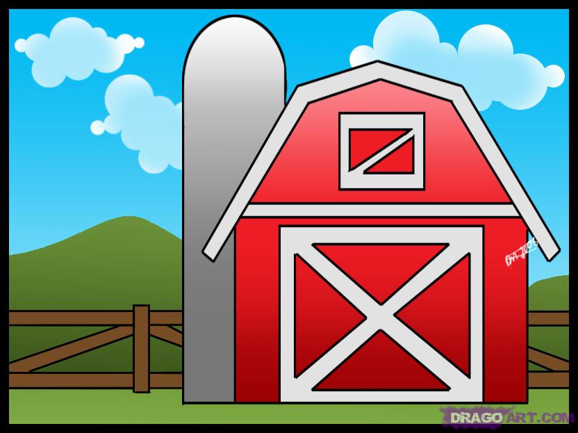 How To Draw A Barn Step By Step Buildings Landmarks   Places Free