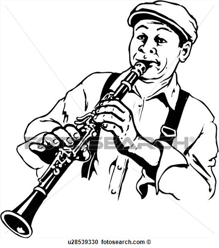 Illustration Lineart Clarinet Player Music Musical Instrument