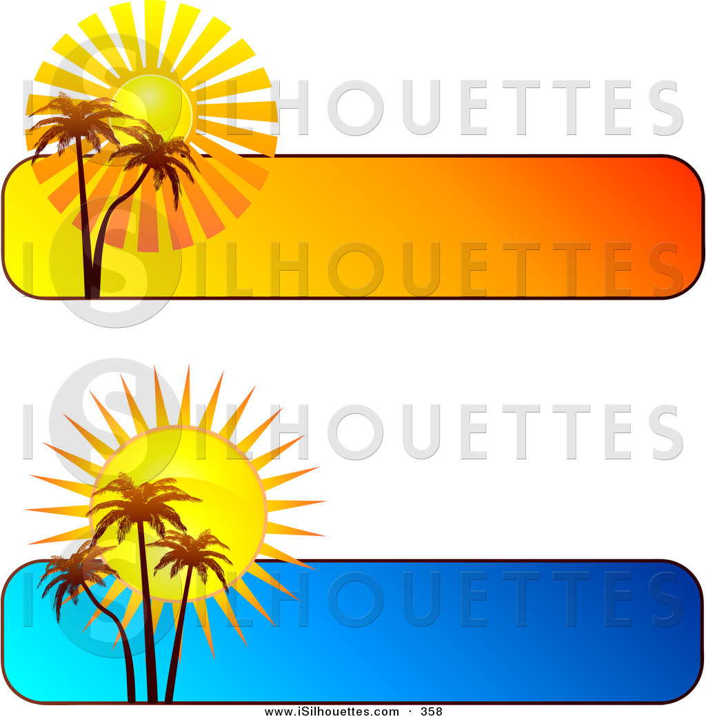 Silhouette Clipart Of A Couple Of Blue And Orange Tropical Sunset