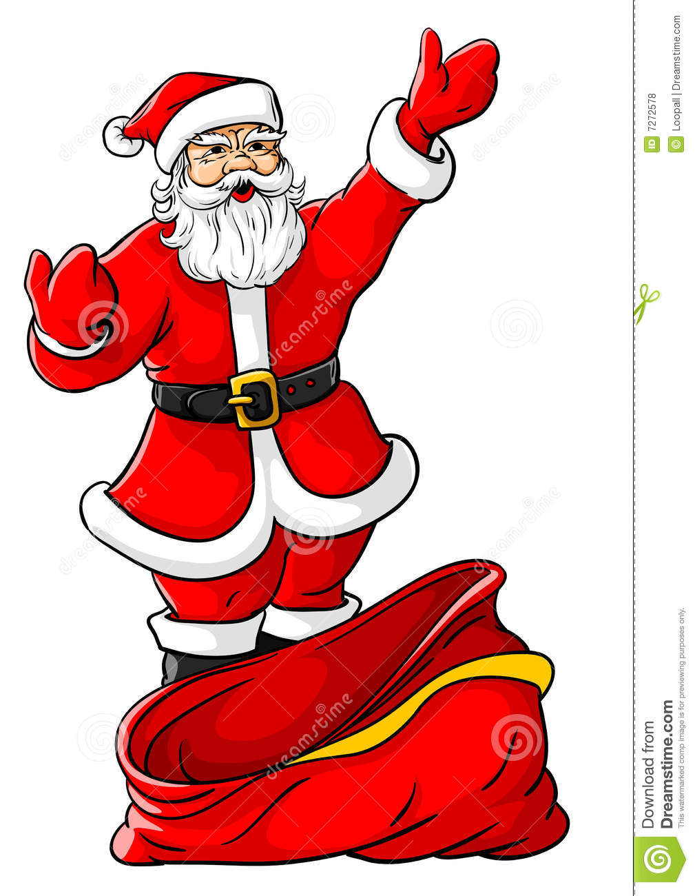 Vector Illustration Of Christmas Santa Claus With Big Empty Sack For