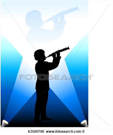 Young Flute Clarinet Player Under The Bright Lights Background View