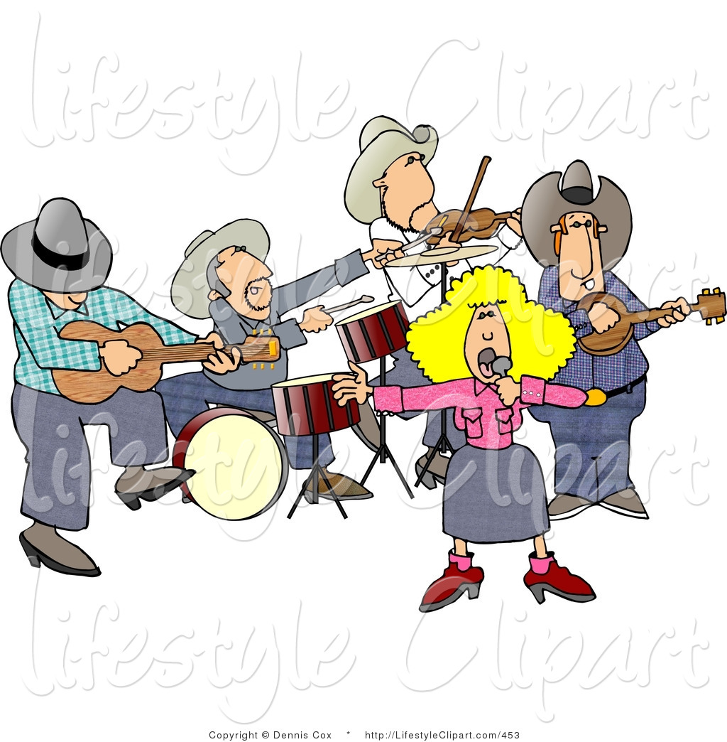 Lifestyle Clipart Of Musicians In A Country Western Band Playing