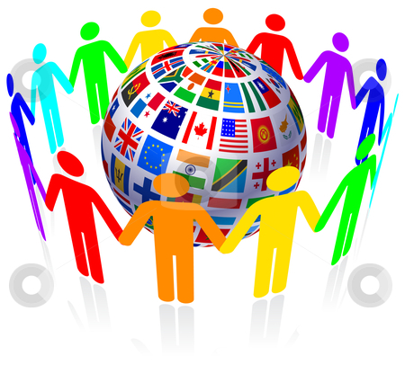 Unity And Flags Globe Stock Vector Clipart Unity And Flags Globe